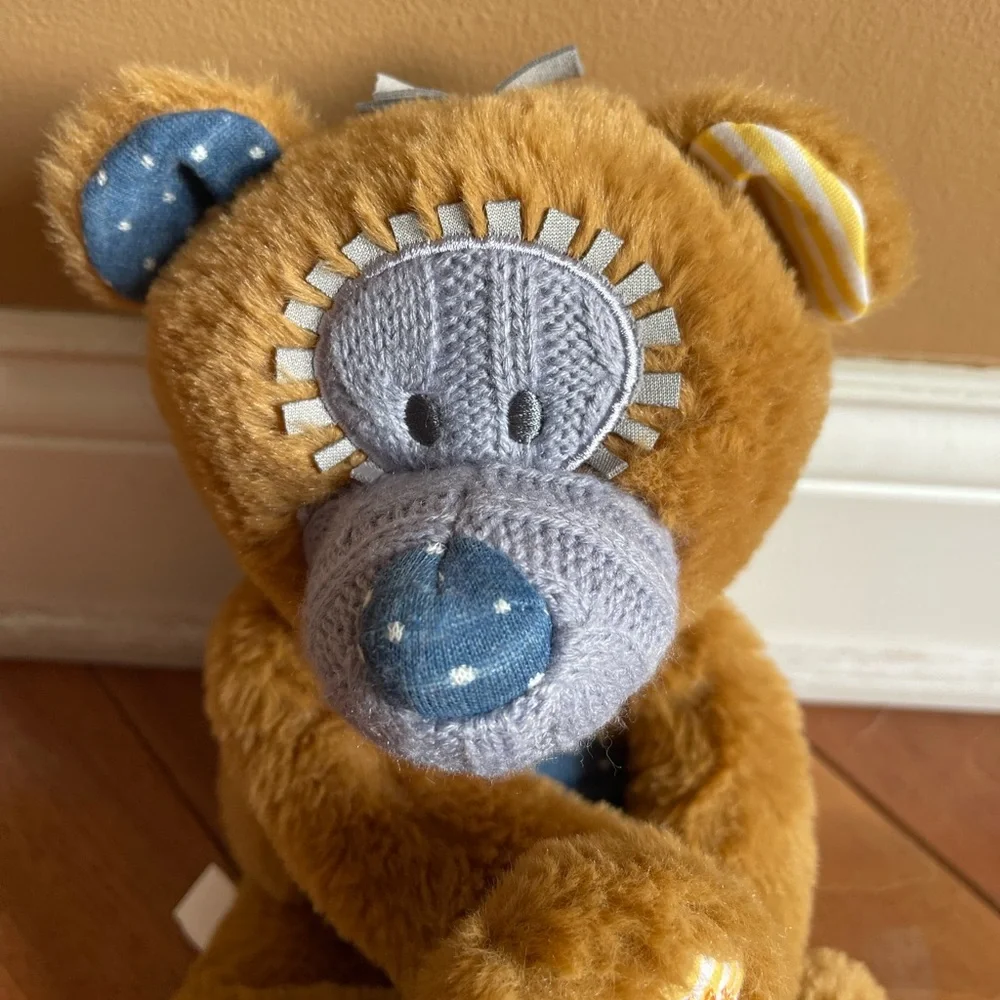DEMDACO Patchwork Teddy Bear Plush – Mixed Fabric Brown Bear – 12” - Picture 2 of 9